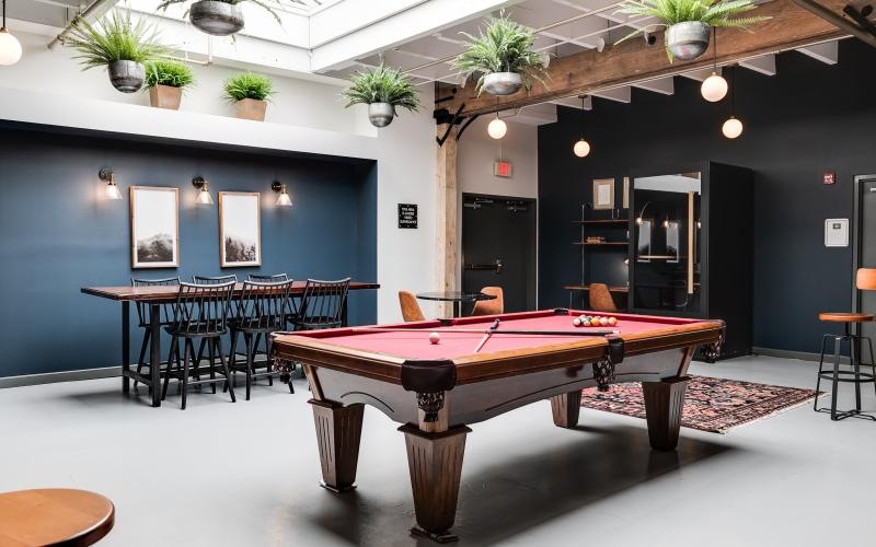 a room with a pool table